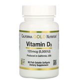 California Gold Nutrition Vitamin D3 5000 IU рыбно-желатиновых мягких