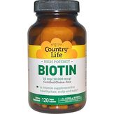 Country Life Biotin 10,000 mcg - Высокоэффективный биотин, 10 мг