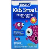 Bioglan Kids Smart Hi DHA-Omega 3 Fish Oil - Рыбий жир с высоким содержанием ДГК и омега-3, замечательный вкус ягод, 30 жевательных капсул