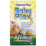 Nature’s Plus Source of Life, Animal Parade, Baby Plex, жидкие мультивитаминные капли без сахара, с натуральным вкусом апельсина, 2 жидкие унции