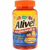 Nature's way Alive! жевательные конфеты, мультивитамин для детей со вкусом вишни, апельсина и винограда